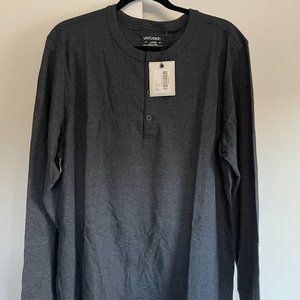 Untuckit Mens Gray Henley Long Sleeve